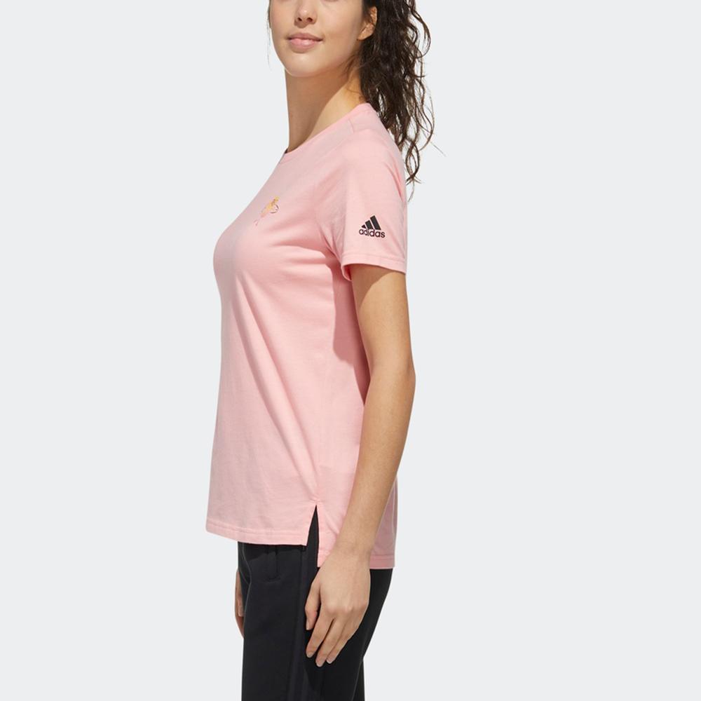 Adidas Cartoon Sports Breathable Training Running Short Sleeve T-Shirt Women Tops Pink FT2928