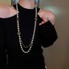 French Geometric Round Pearl Beaded Necklace Fashion Simple Court Style Necklace Light Luxury Premium Sweater Chain Women