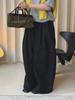 Xu Man Early Spring Japanese Retro Elastic Waist Wide-Leg Cropped Pants for Women
