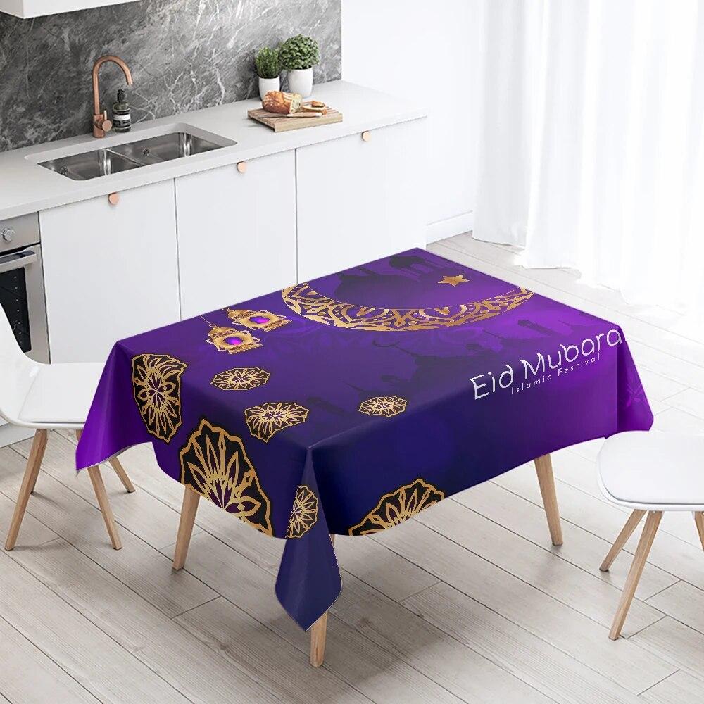 Eid Mubarak Home Decoration Tablecloth Islamic Mosque Muslim Decoration Tablecloth Waterproof and Anti-fouling
