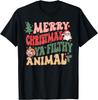Merry Christmas Animal Filthy Ya Groovy Xmas Pajama Retro T-Shirt