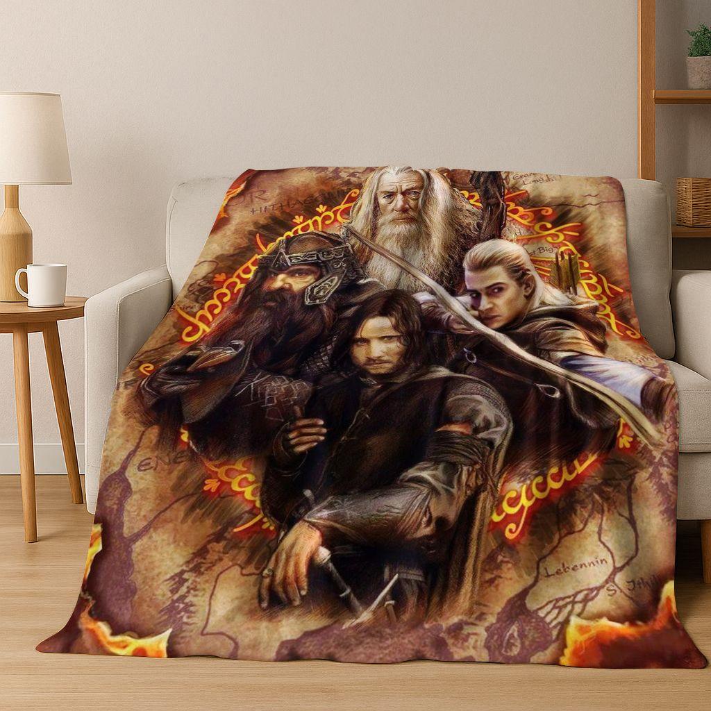 Classics L-Lord of The Rings H-Hobbit Movie Flannel Blanket,Warm and Cozy Soft Throw Blanket for Home Bedroom Bed Sofa Cover Kid
