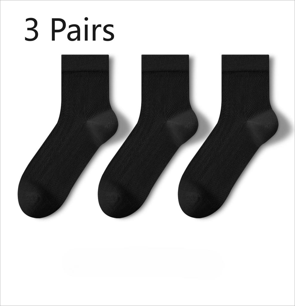 3 Paar Herren Business Casual Sommer Leichte Netz-Kniestrümpfe Atmungsaktiv Schweißableitend Nahtlos
