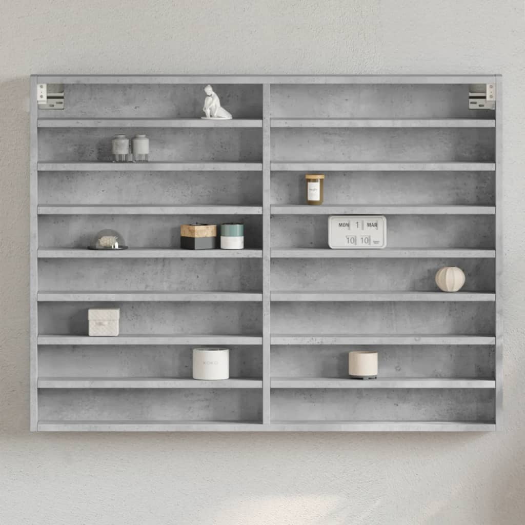 vidaXL Vitrinenschrank Betongrau 100x8,5x75 cm Holzwerkstoff graue