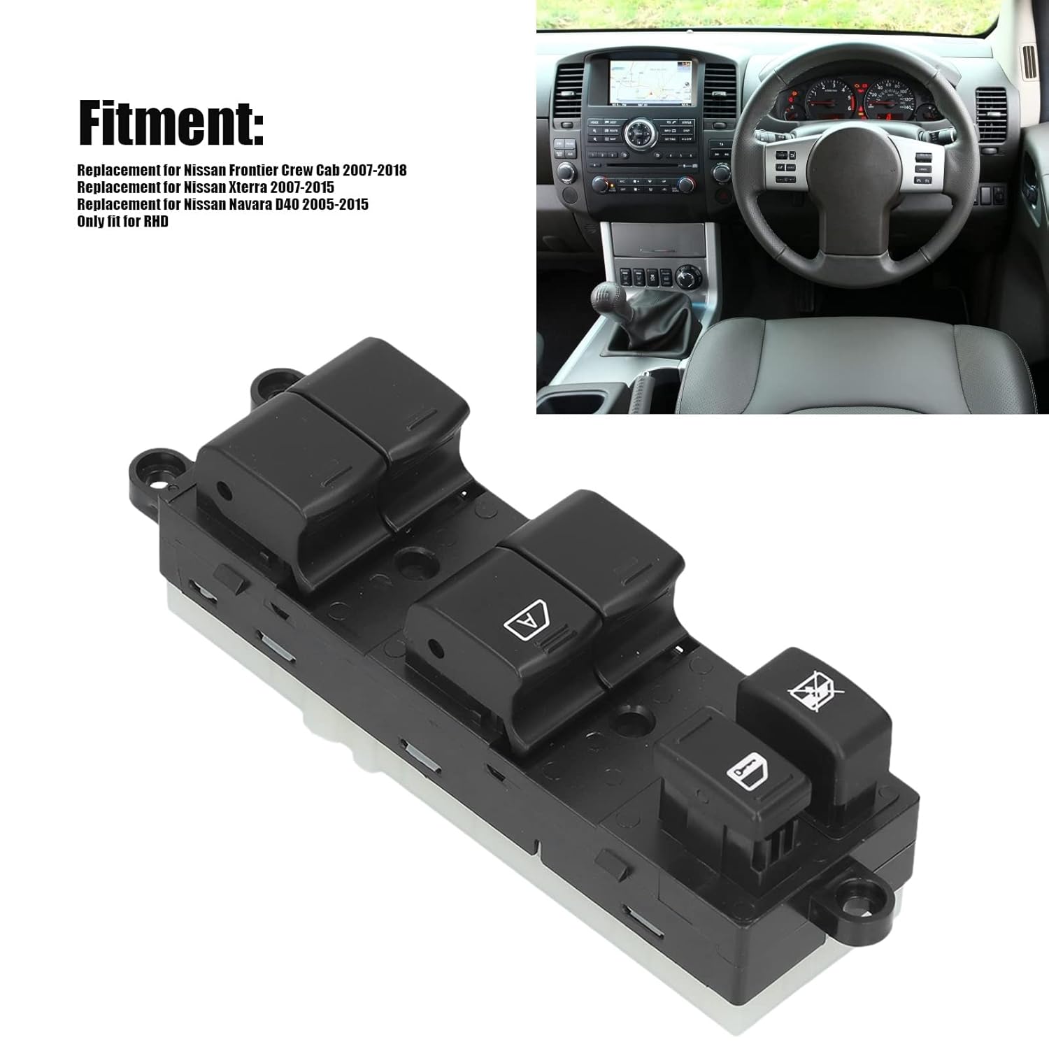 25401-EB70A Power Window Switch, Driver Side Master Power Window Switch Sensitive for Nissan Xterra 2007‑2015, Frontier Crew Cab 2007-2018, Navara
