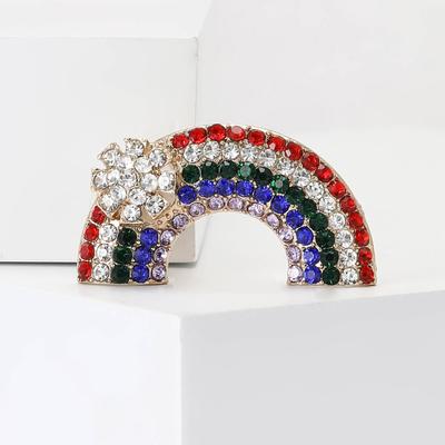 Creative Alloy Rhinestone Rainbow Brooch Fashion Cute Ladies Suit Sweater Corsage Ornament Pin