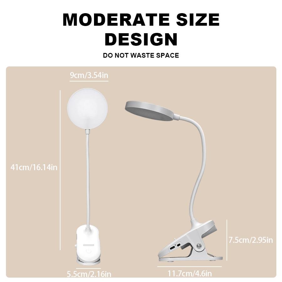 LED Clip on Mini Book Lamp USB Rechargeable Reading Lamp Book Reading Light Portable Read Book Light Bedroom Reading Night Light