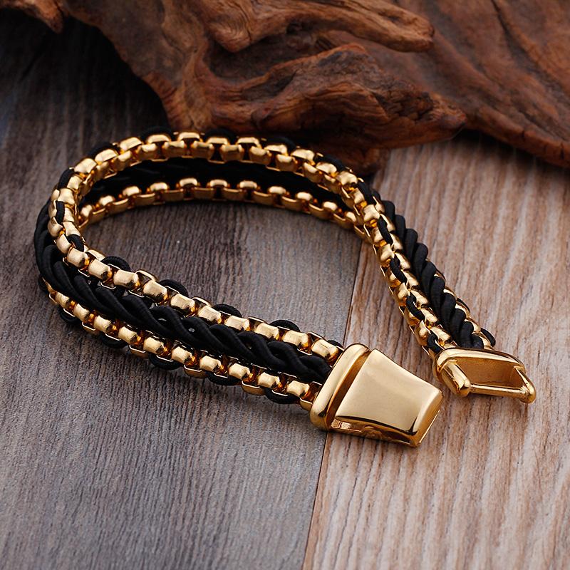 Luxury Gold Color Stainless Steel Bracelet for Man 12MM Wide Men's Wrap Bracelets Male Best Friend Jewelry Armband Wristband New