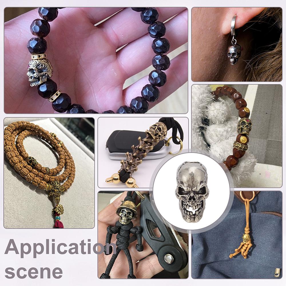 4Pcs Brass Beads, Skull, Antique Silver, 22.5x13x17.5mm, Hole: 5.5mm