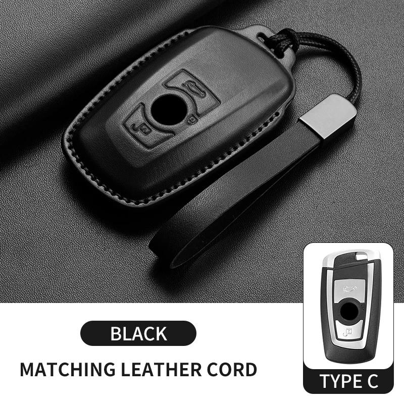 Genuine Leather Auto Smart Key Fob Cover Case Housing Fit For Bmw X1 X3 X5 X6 X7 1 3 5 6 7 Series G20 G30 G11 F15 F16 G01 G02 F48 Keyless Key Fob