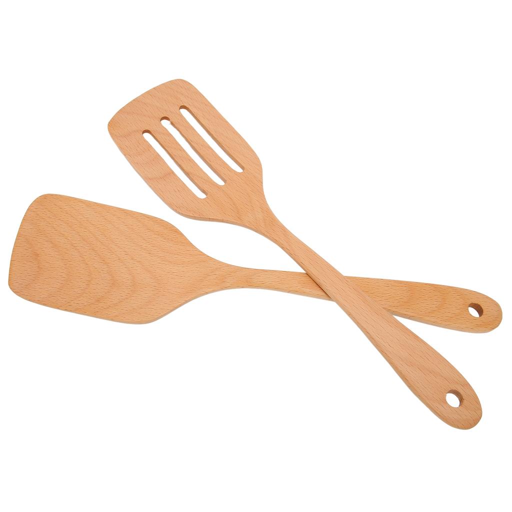 2Pcs Wooden Spatula Heat Resistant Light Weight Kitchen Cooking Utensils Set for Home Kitchen