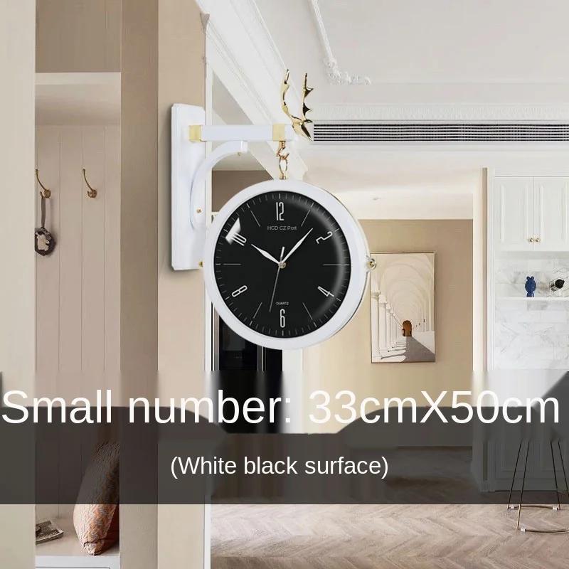 Double Sided Round Wall Mount Station Clocks Watchs Double Face Wall Clock Vintage Retro Home Decor Metal Frame Glass Dial Cover
