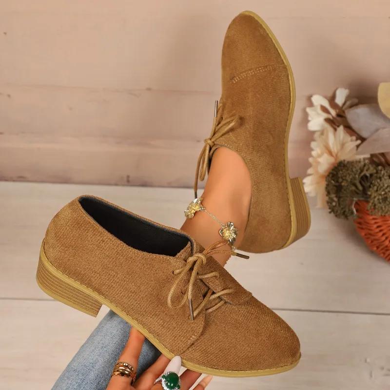 Mid Heel Square Heel Loafers Leopard Lace-up 2025 Hot Sale Ladies Shoes Spring/autumn Shallow Fashion Casual Women's Shoes
