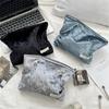 Trendy Velvet Cosmetic Bag Large Capacity Travel Suede Storage Bag Simple Women Girly  Portable Clutch Toiletry Bag Gifts