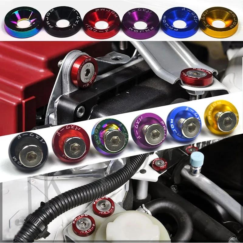 Universal JDM Fender Washers M6 Bolt Set Car Modification Gasket Screw Fender Bumper Engine Aluminum Concave Screws Hex Fastener