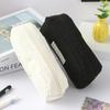 1PC Simple Solid Color Pencil Case Zipper Portable Stationery Storage Bag Outdoor Storage Student Back-to-School Supplies
