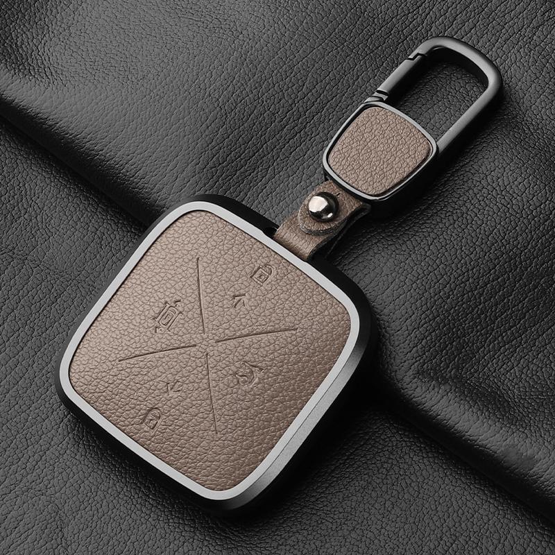 For Zeekr 001 007 7X X 009 Key Case Buckle Bluetooth Card Key Case Real Goat Leather Car Accessories Car Key Cover Modification