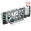 Radio LED Digital Smart Alarm Clock USB Powered Desktop Wake Up Clock with 180 Degree Time Projector Display for Home Bedroom