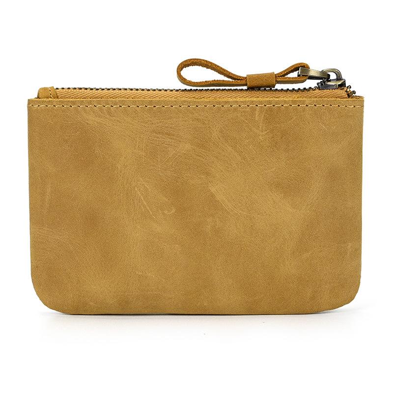 Men'S Crazy Horse Leather Change Bag Simple And Small Card Bag First Layer Cowhide Zipper Small Money Bag 9208
