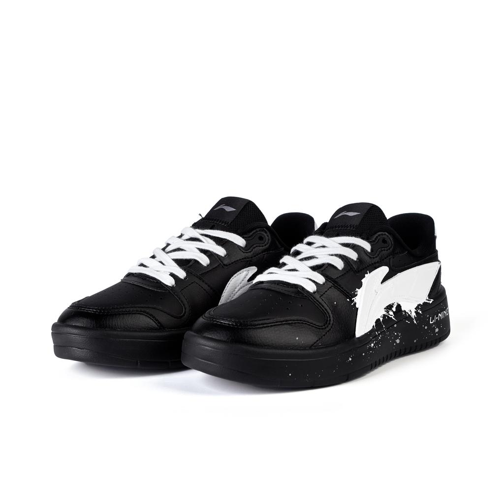 Li Ning Slip Resistant Cushioning Abrasion Resistant Low top Skateboard Shoes Men's Black White AGCU515-5(Team746-)