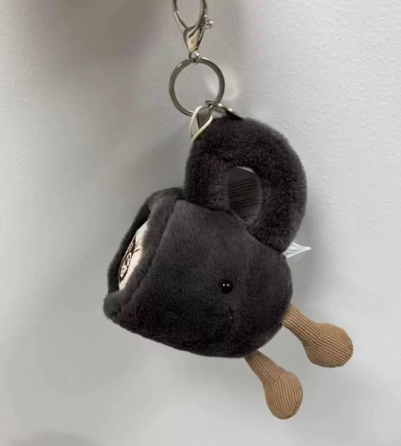 Cute Coffee Cake Plush Pendant Soft Stuffed Food Toy Fluffy Keychain Gift for Kids Birthday Christmas Bag Home Decor