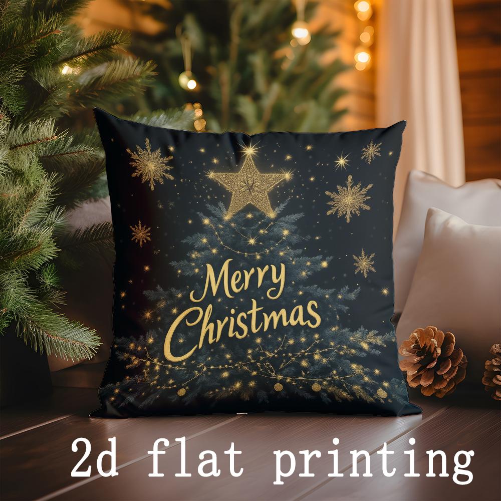 Home Decor Merry Christmas: Santa, Deer & Snowman Pillows Pattern Cushion Cover Suitable for Sofa Bedroom Car Pillow Cover
