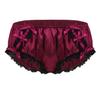 Men's Low Waist Ruffled Floral Lace Satin Bikini Panties Stretchy Knickers Sissy Lingerie