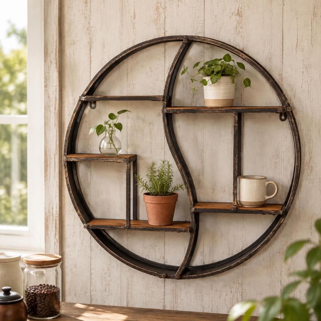 Circular Wall Shelf Decorative Round Sturdy for Office