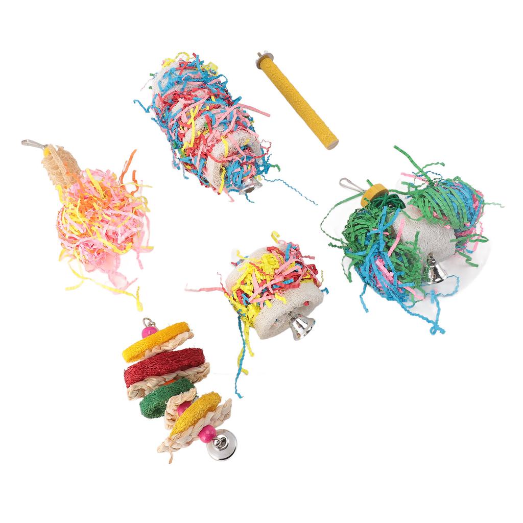 Bird Shredding Toy Colorful Boredom Relief Parrot Chewing Perch Toy Set for Cockatiels Lovebirds Parakeets