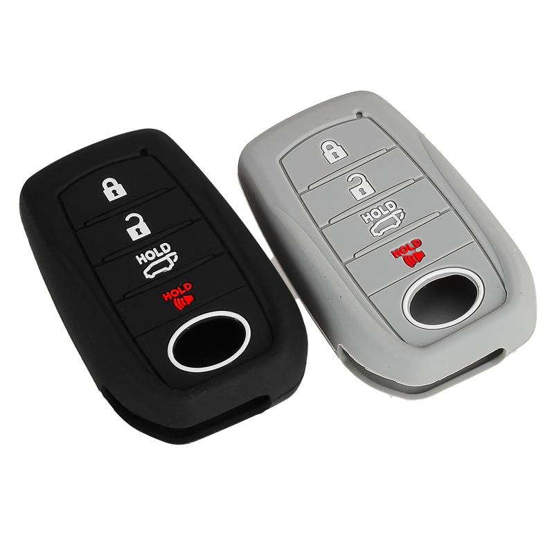2pcs 4 Buttons Remote Key Cover Fit for Toyota Land Cruiser Venza Grand Highlander Sequoia Corolla Crown Black & Grey