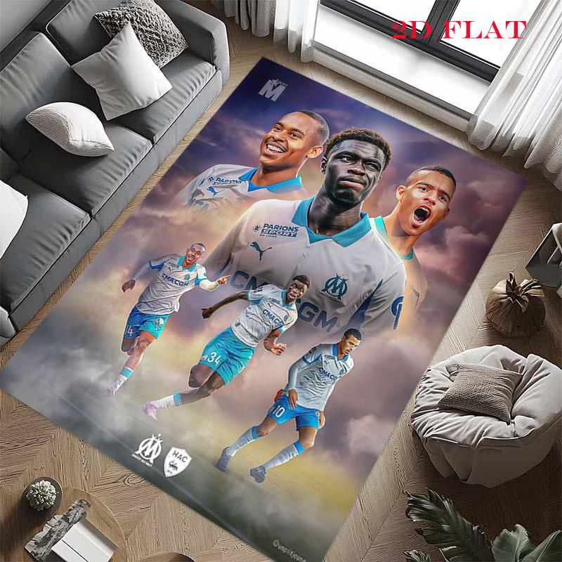 Olympique de Marseille Carpet Rug for Living Room Bedroom Home Sofa Decoration,Kids play Nonslip Floor Mat
