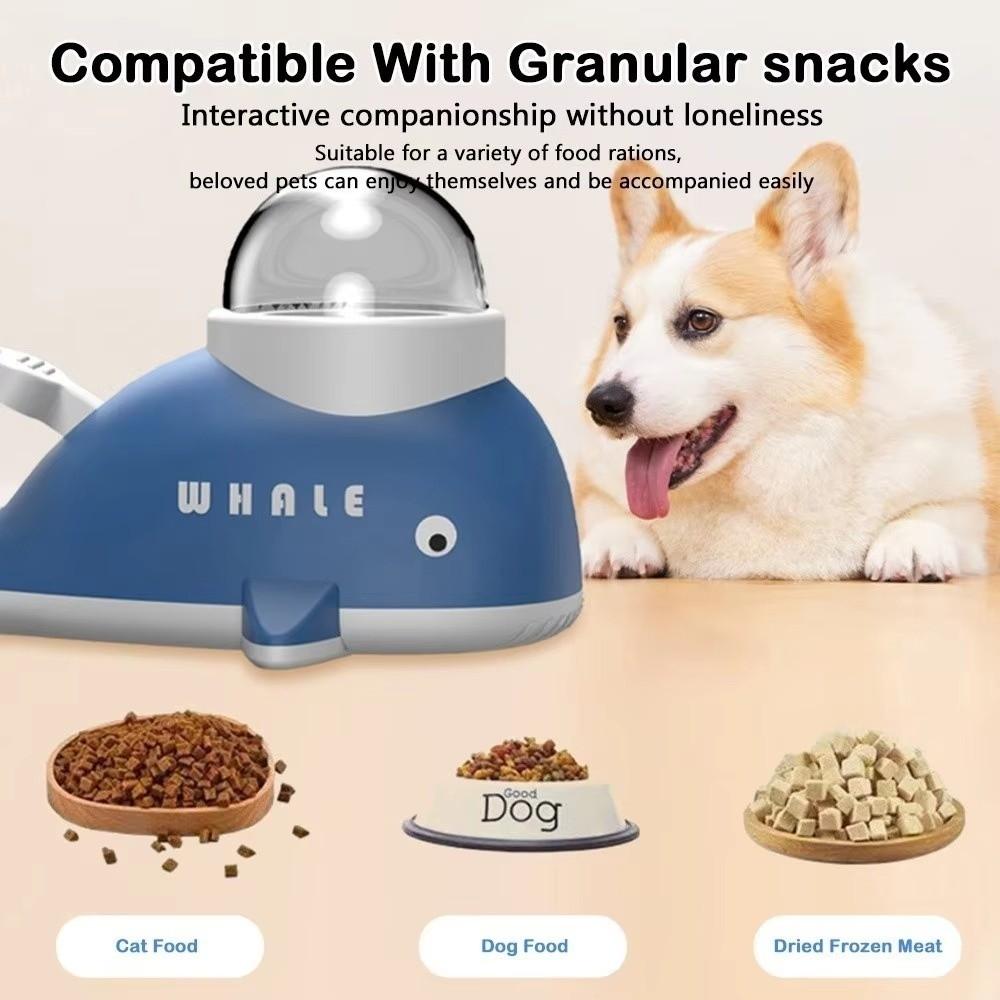 Whale-Shaped Slow Feeder Dog Toy Adjustable Hole Press-Activated Cat Puzzle Treat Dispenser Anti-slip Base Transparent Window