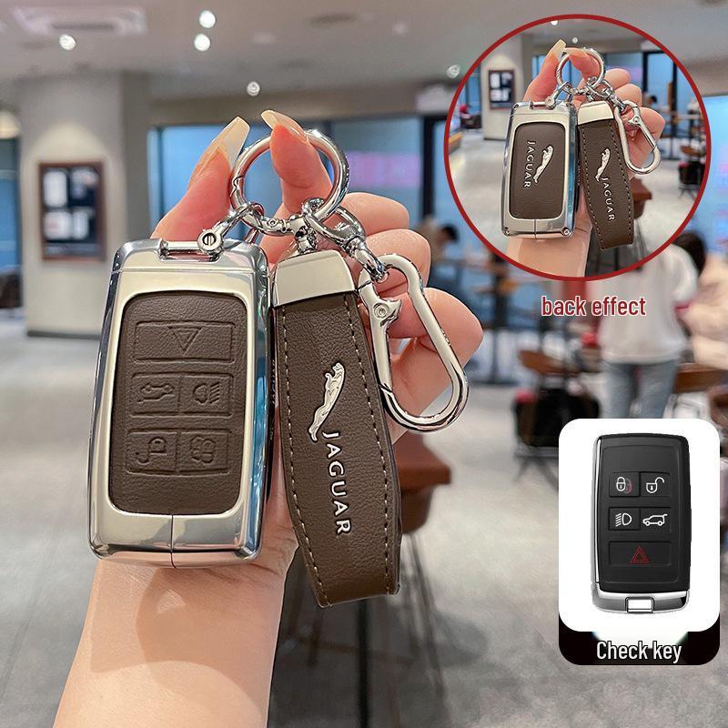 Jaguar XFL/XEL/F-Pace/XJL/F-Type/E-Pace High-End Leather Metal Key Case for Men & Women