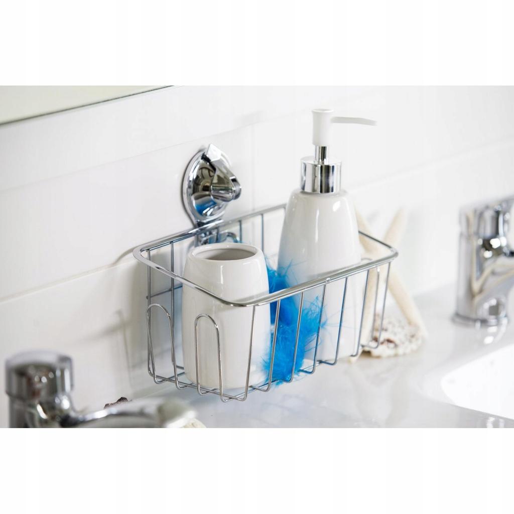 FORTE chrome bathroom shower shelf with suction cup
