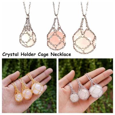New Adjustable Crystal Net Metal Necklace for Women Men Stone Collecting Holder Interchangeable Crystal Holder Cage Necklace