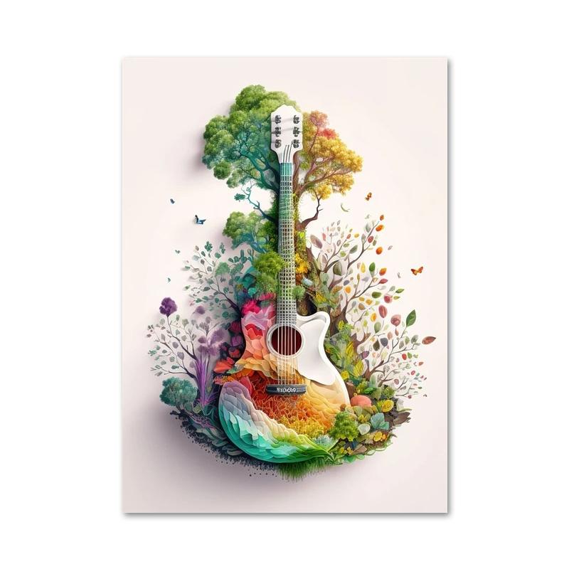 Color Music Guitar Record Posters and Prints Abstract Modern Aesthetics Jazz Canvas Painting Wall Art for Music Room Home Decor