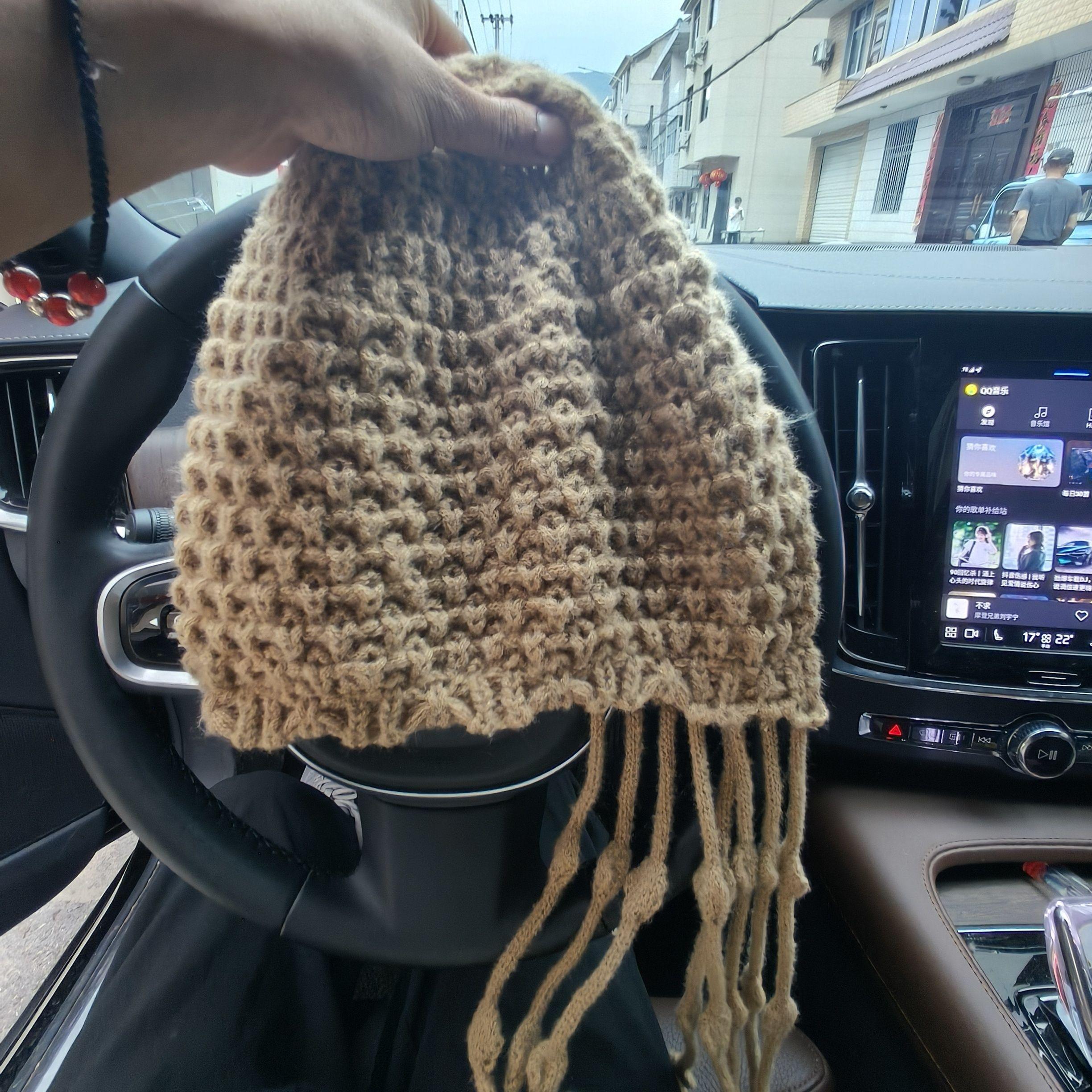 

Женская Модная Шапка Ручной Работы Кисточка Вязаная Шапка Помпон Вязаная Красная Повязка на Голову Теплая Защита Ушей Завязка Шапка для Большой Головы One Size хаки