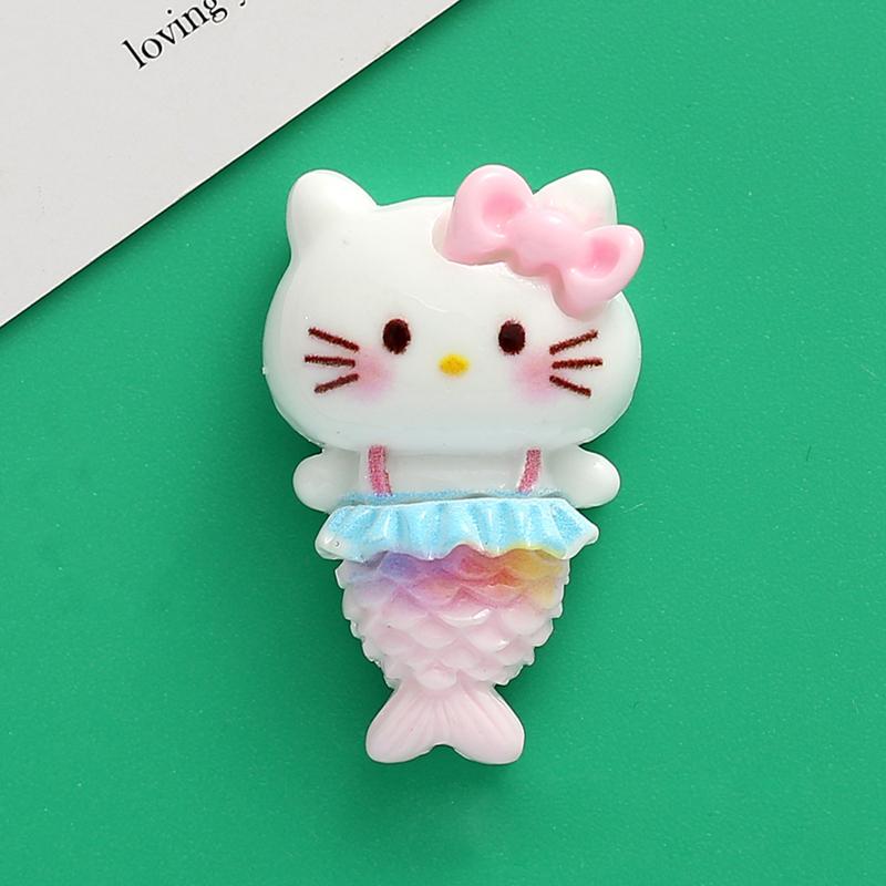 10 Pcs New Mini Kawaii Cartoon Mermaid Animal Kitten Series Resin Scrapbook Diy Jewelry Children Gift Hairpin Accessories A26