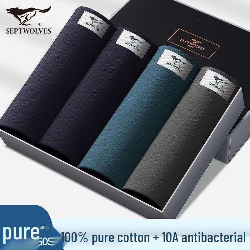 Septwolves Men s 10A Antibacterial Pure Cotton Boxer Briefs L