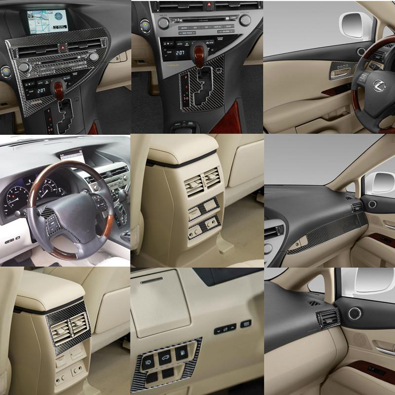 

Car Interior Glove Box Steering Wheel Button Door Handle Panel Black Carbon Fiber Trim Sticker For Lexus RX350 RX450 type 9