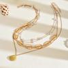 Summer Shell Necklace For Women With Multilayer Geometric Pendant And Pearl Accents