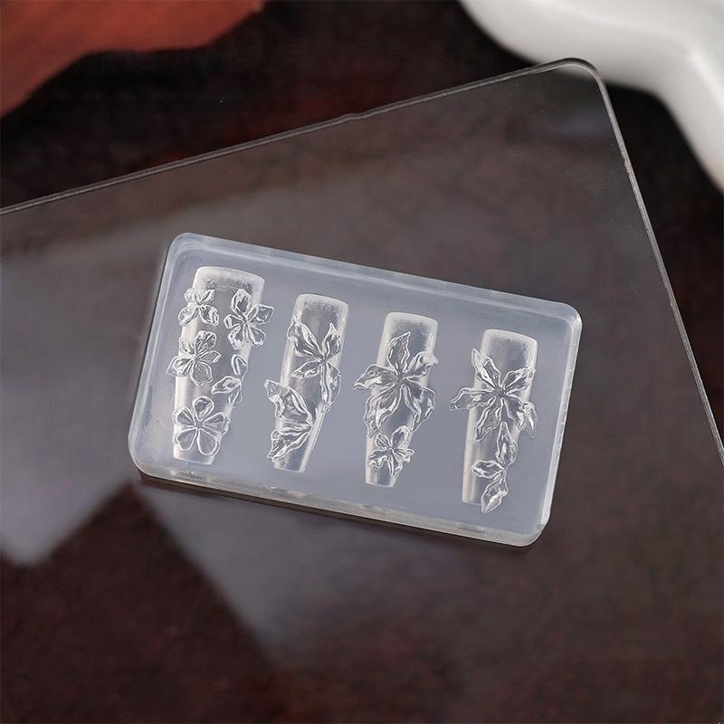 Flower Serie 3D Silicone Nail Accessories Carving Mold Ice Flower Lily Diy Template Nail Art Carving Mold Charms