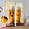 2pcs,2D Plane Printing Print Curtains Happy Beers Versatile Polyester Fabric (without Rod) Decorations Outdoor for Bedroom,