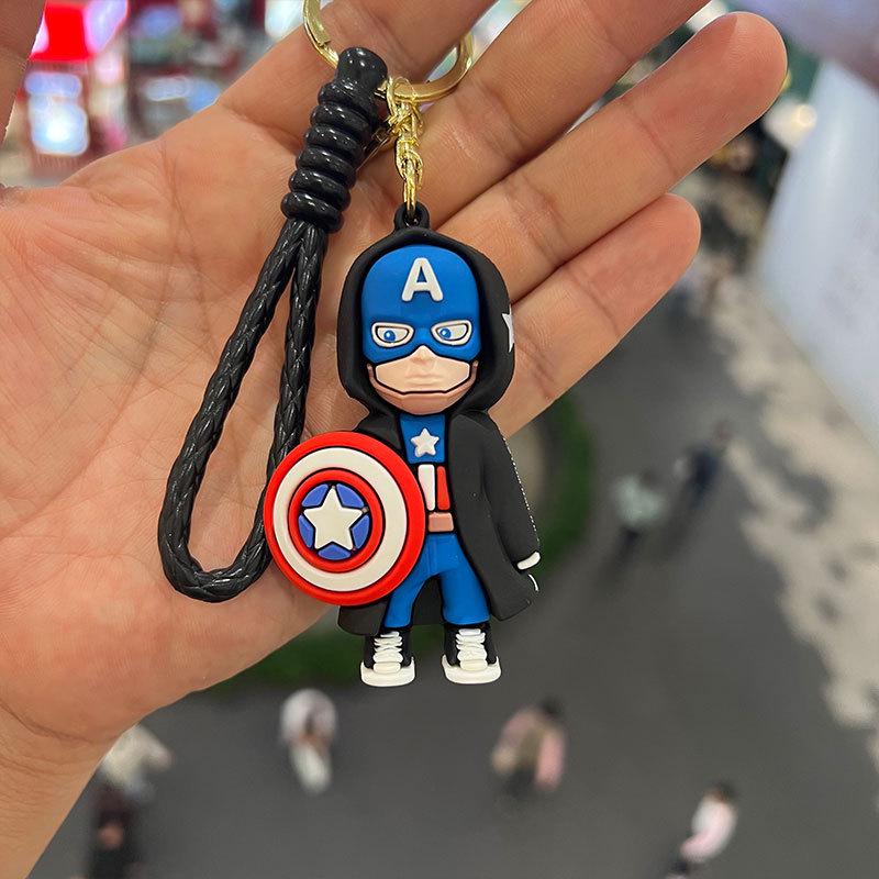Avengers Cartoon Keychain: Captain America & Iron Man Figurine Pendant