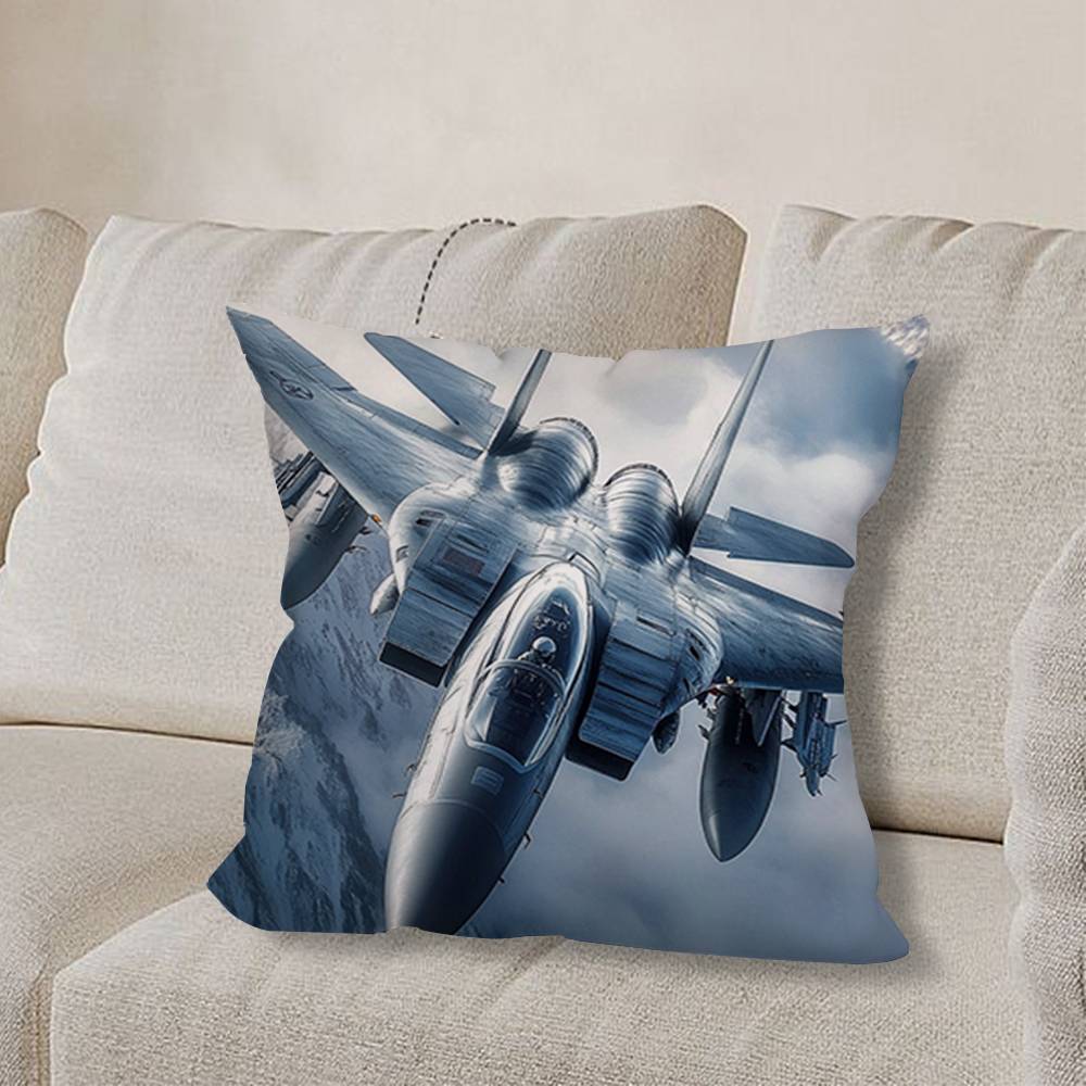 F-F35 F-Fighter Jets F22 Pillow Case Anti-dustmite Pillowcase Invisible Zipper Silky Short Plush Sofa Cushion Cover