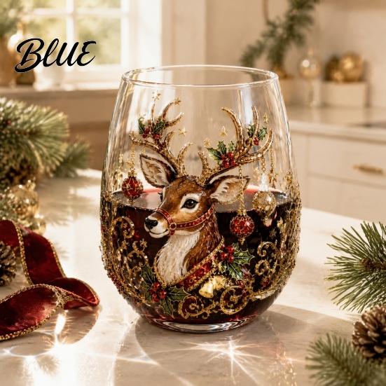 Stylish Kitchen Glassware Creative Transparent Santa Claus Pattern Mug  3D Embossed Christmas Aesthetic Glass Tea Cups  High Capacity Beverage