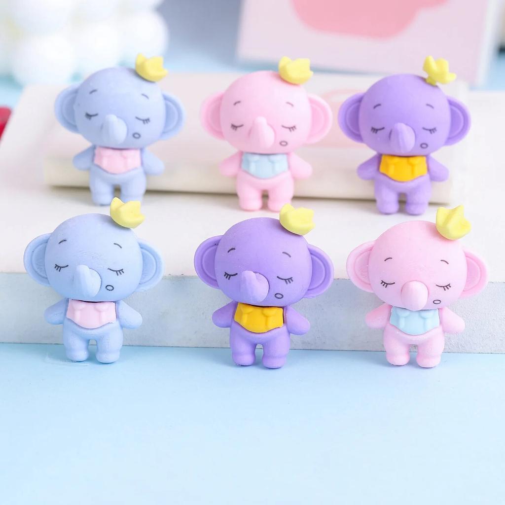 Candy Colored Elephant Rubber Eraser for Kids Cute Cartoon Kawaii Novelty Stationery Office School Supplies 3 Pieces