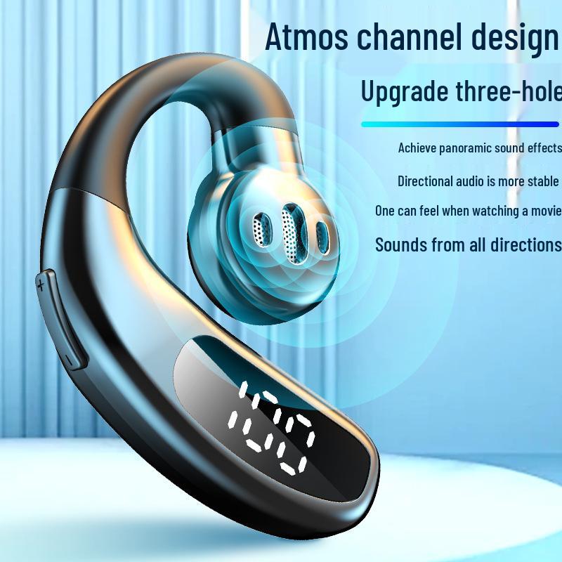 F80 Bluetooth Earphones: Over-Ear, Air Conduction, Single-Ear with Digital Display