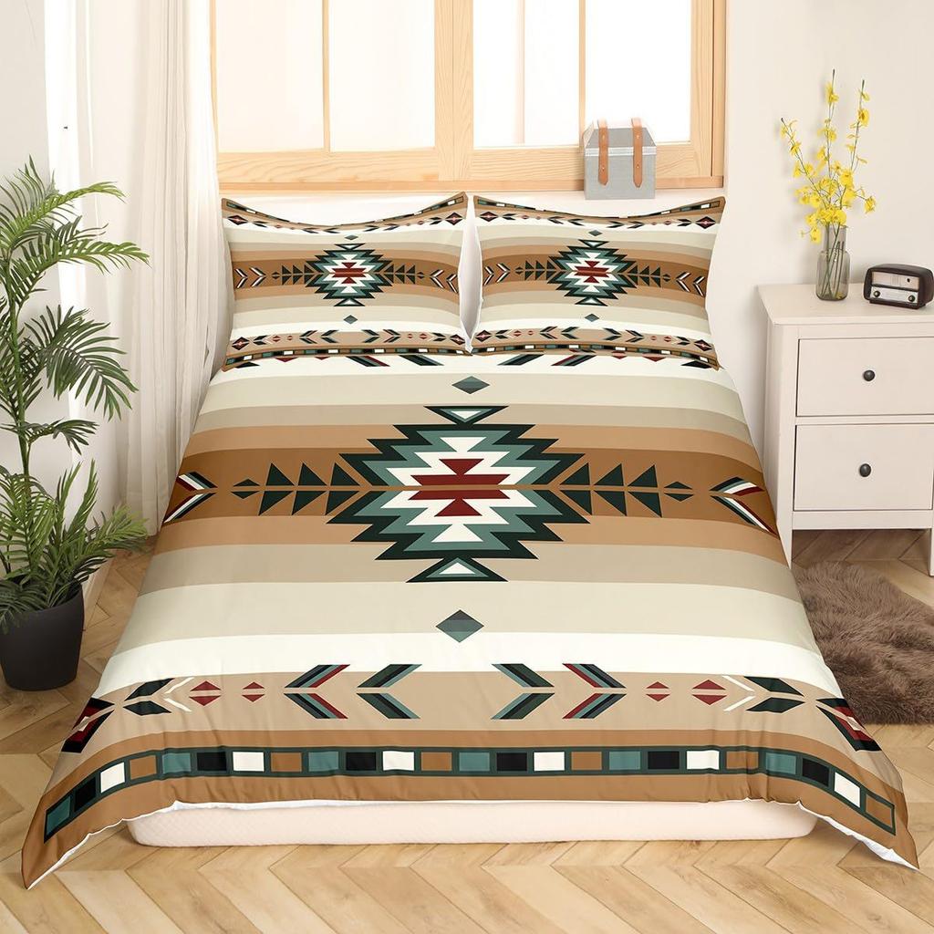 Geometric Pattern Down Comforter Set Bedding Set 3-piece Duvet Cover Set