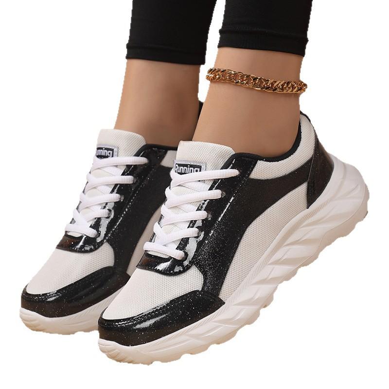 New large-size fashionable European and American style spring color matching sequins personalized flat-bottomed casual board shoes